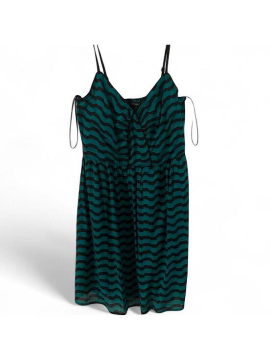 Forever 21 Dresses & Skirts - Forever 21 Green Black Striped Smocked Mini Dress Size L